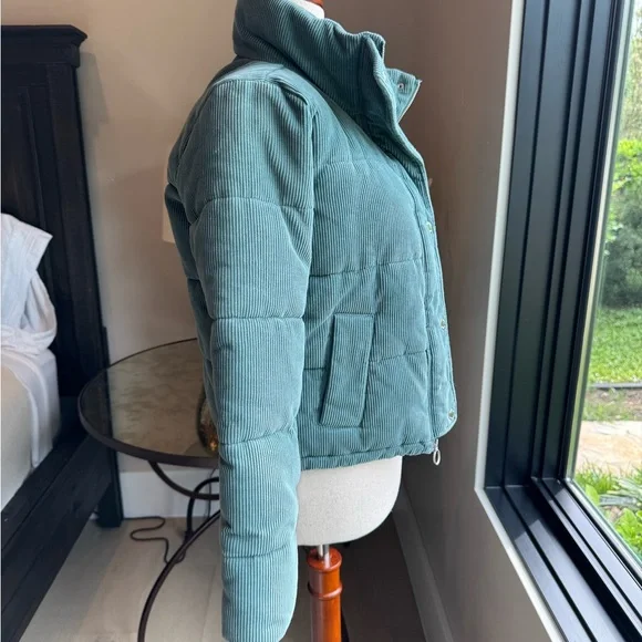 Teal Corduroy Puffer Jacket - Picture 2 of 6